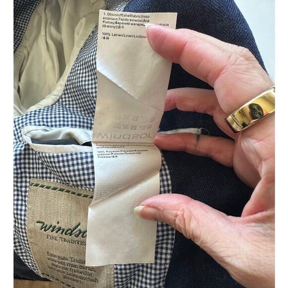 Windsor Men’s Stand-Collar Blue Blazer US 34 (EU 44) Suede Trim - Picture 11 of 15